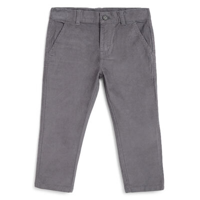 Boys Medium Grey Solid Long Trousers